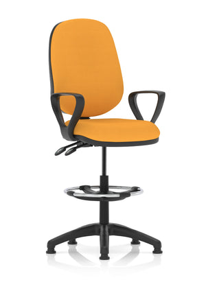 Eclipse Plus II Lever Task Operator Chair Senna Yellow Fully Bespoke Colour With Loop Arms With High Rise Draughtsman Kit Image 2