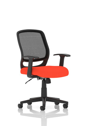 Mave Task Operator Chair Black Mesh With Arms Bespoke Colour Seat Tabasco Orange