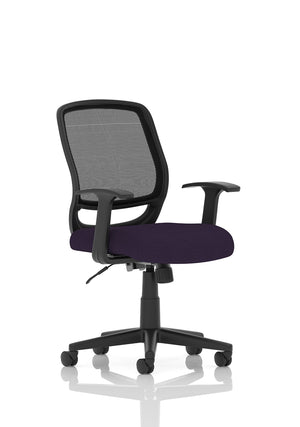 Mave Task Operator Chair Black Mesh With Arms Bespoke Colour Seat Tansy Purple