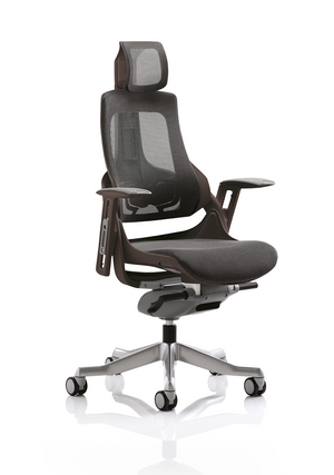 Zure Executive Chair Black Shell Charcoal Mesh And Headrest