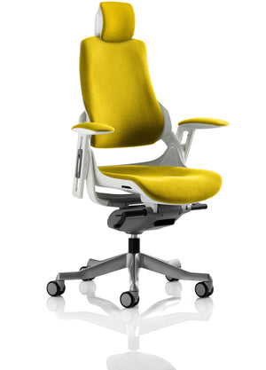 Zure White Shell With Headrest Fully Bespoke Colour Senna Yellow Image 2