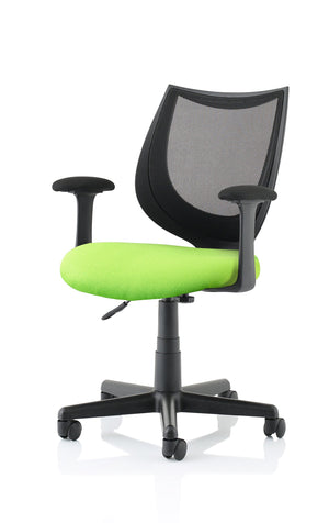 Camden Black Mesh Chair in Bespoke Seat Myrrh Green Image 2