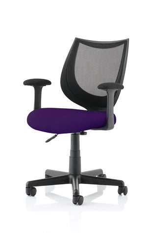 Camden Black Mesh Chair in Bespoke Seat Tansy Purple Image 2