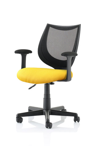 Camden Black Mesh Chair in Bespoke Seat Senna Yellow Image 2