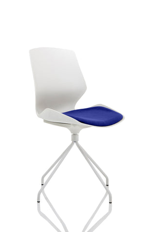 Florence Spindle White Frame Visitor Chair in Bespoke Seat Stevia Blue Image 2