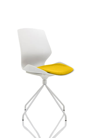 Florence Spindle White Frame Visitor Chair in Bespoke Seat Senna Yellow Image 2
