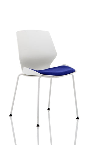 Florence White Frame Visitor Chair in Bespoke Seat Stevia Blue Image 2