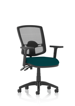 Eclipse Plus II Lever Task Operator Chair Mesh Back Deluxe With Bespoke Colour Seat in Maringa Teal With Height Adjustable Arms Image 2