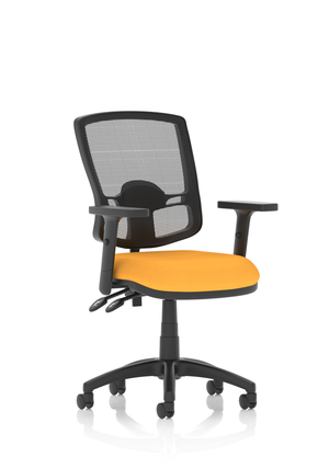 Eclipse Plus II Lever Task Operator Chair Mesh Back Deluxe With Bespoke Colour Seat in Senna Yellow With Height Adjustable Arms Image 2