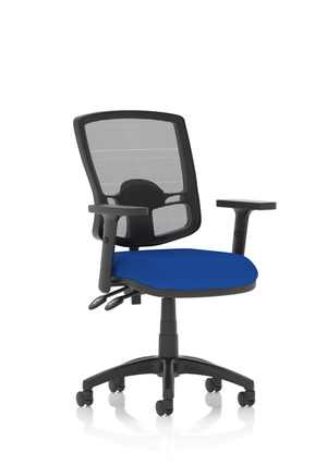 Eclipse Plus II Lever Task Operator Chair Mesh Back Deluxe With Bespoke Colour Seat in Stevia Blue With Height Adjustable Arms Image 2