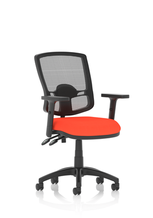 Eclipse Plus II Lever Task Operator Chair Mesh Back Deluxe With Bespoke Colour Seat in Tabasco Orange With Height Adjustable Arms