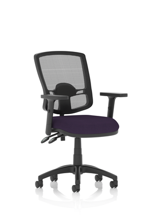 Eclipse Plus II Lever Task Operator Chair Mesh Back Deluxe With Bespoke Colour Seat in Tansy Purple With Height Adjustable Arms Image 2