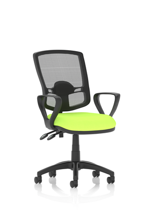 Eclipse Plus II Lever Task Operator Chair Mesh Back Deluxe With Bespoke Colour Seat With loop Arms in Myrrh Green