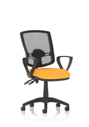 Eclipse Plus II Lever Task Operator Chair Mesh Back Deluxe With Bespoke Colour Seat With loop Arms in Senna Yellow Image 2