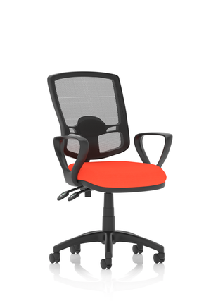 Eclipse Plus II Lever Task Operator Chair Mesh Back Deluxe With Bespoke Colour Seat With loop Arms in Tabasco Orange Image 2