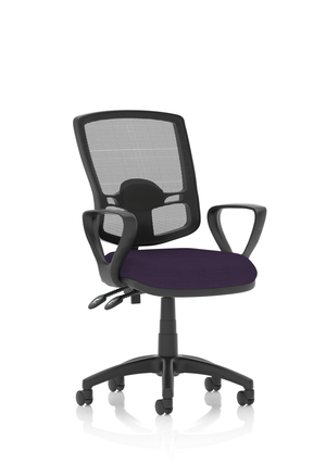 Eclipse Plus II Lever Task Operator Chair Mesh Back Deluxe With Bespoke Colour Seat With loop Arms in Tansy Purple Image 2