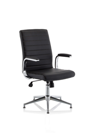 Ezra Executive Black Leather Chair With Glides Image 2