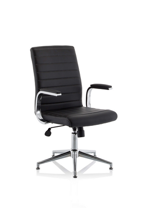 Ezra Executive Black Leather Chair With Glides