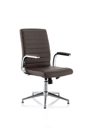 Ezra Executive Brown Leather Chair With Glides