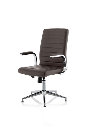 Ezra Executive Brown Leather Chair With Glides Image 3