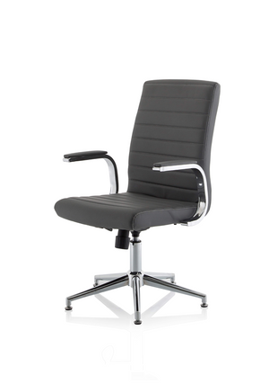 Ezra Executive Grey Leather Chair With Glides Image 4