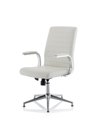 Ezra Executive White Leather Chair With Glides Image 11
