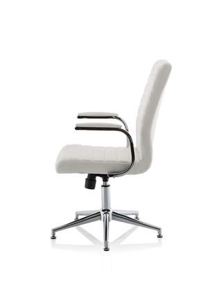 Ezra Executive White Leather Chair With Glides Image 5