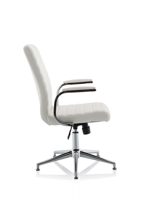 Ezra Executive White Leather Chair With Glides Image 8