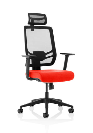 Ergo Twist Bespoke Fabric Seat Tabasco Orange Mesh Back with Headrest Image 2