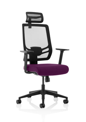 Ergo Twist Bespoke Fabric Seat Tansy Purple Mesh Back with Headrest Image 2