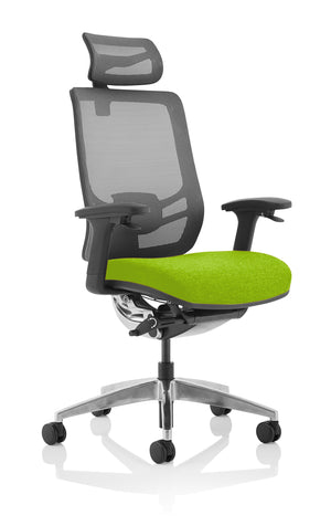 Ergo Click Bespoke Fabric Seat Myrrh Green Black Mesh Back with Headrest Image 2