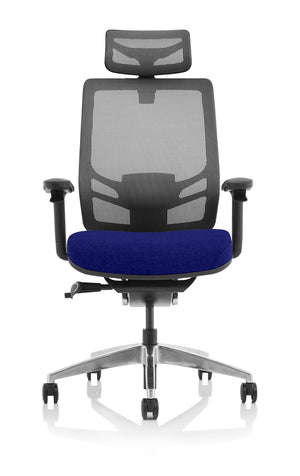 Ergo Click Bespoke Fabric Seat Stevia Blue Black Mesh Back with Headrest Image 3