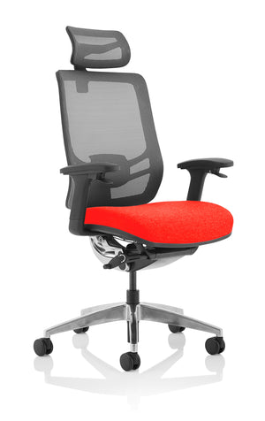 Ergo Click Bespoke Fabric Seat Tabasco Orange Black Mesh Back with Headrest