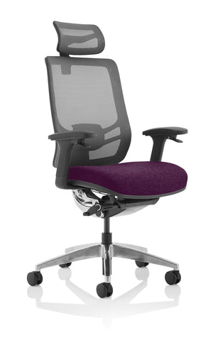 Ergo Click Bespoke Fabric Seat Tansy Purple Black Mesh Back with Headrest Image 2