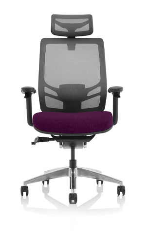 Ergo Click Bespoke Fabric Seat Tansy Purple Black Mesh Back with Headrest Image 3