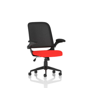 Crew Task Operator Bespoke Fabric Seat Bergamot Cherry Mesh Chair With Folding Arms Image 2