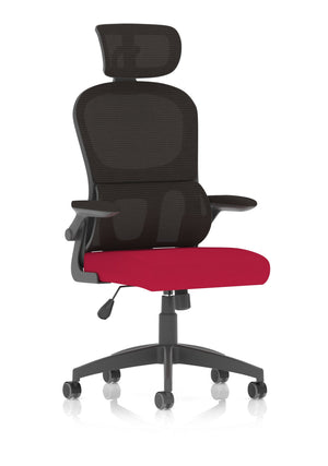 Iris Task Operator Black Mesh Back Bespoke Bergamot Cherry Fabric Seat With Headrest Image 2