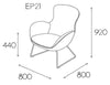 Kate Moodlii Upholstered Armchair With Medium Backrest Dimensions