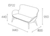 Kate Moodlii Upholstered Sofa With Medium Backrest Dimensions
