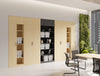 Key 6 Level Tall Storage with Open Alcove in Birch Finish with Vela Sled Base Chair in Meeting Room Setting