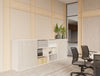 Key Modular 3 Level Storage Wall with Open and Closed Units with Vela Ergonomic Chair in Meeting Room Setting