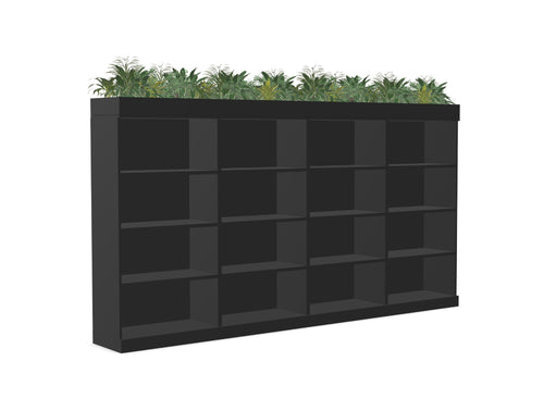 Key Modular 4 Level Storage Wall with Open Units and Planters
