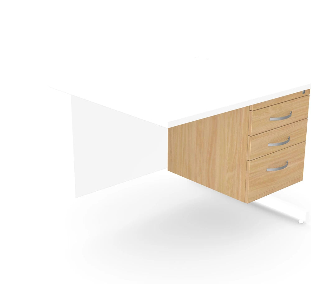 Kito Wooden 3 Drawer Desk High Fixed Pedestal in Light Oak Finish