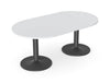 Kito Oval Meeting Table with Double Trumpet Leg in White and Black Finish