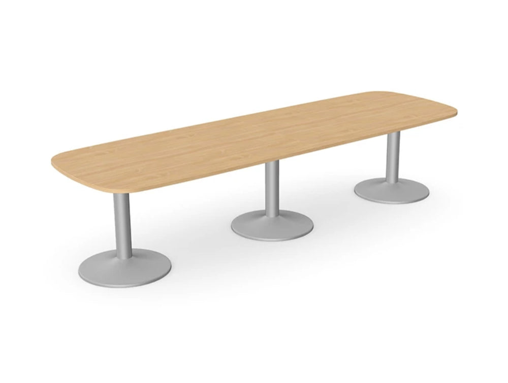 Kito Oval Wooden Meeting Table Triple Cylinder Leg Base KIT C3210 BE SLV