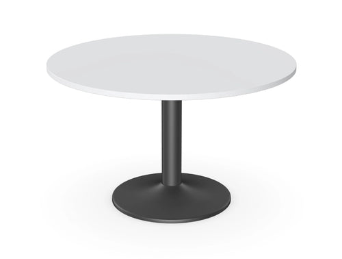 Kito Round Meeting Table With Trumpet Leg With White And Black Finish