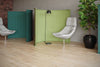 Koala Acoustic Curved Screen Divider in Different Shades of Green with Light Grey Chair