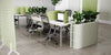 Koala Large Acoustic Planter in Grey Finish with White Top Desk and Mesh Back Chair in Modern Office Setting