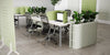 Koala Large Acoustic Planter in Grey Finish with White Top Desk and Mesh Back Chair in Modern Office Setting