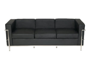 Korby Black Faux Leather 3 Seater Sofa